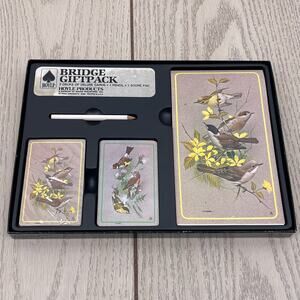 Vintage Hoyle Bridge Gift Pack Birds TWO Decks of Deluxe Cards Score Pad Pencil